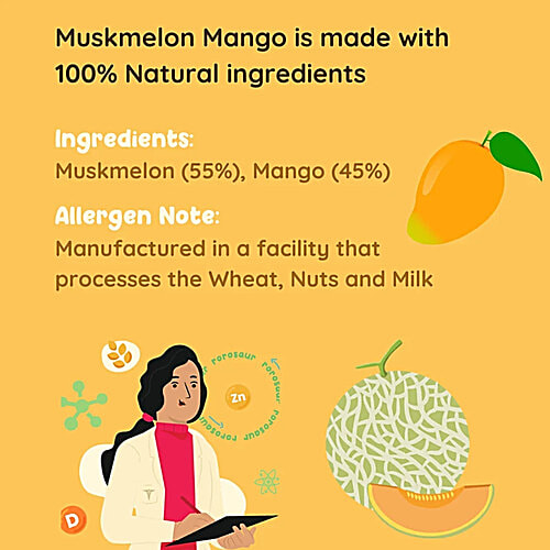 Rorosaur Muskmelon Mango Puree For Infants - 6+ Months, 3x100 g (Multipack) Ready to Eat Cereal & Porridge for Little One, Rich in Vitamins/Minerals/Proteins, No Added Sugar/Salt/Preservatives