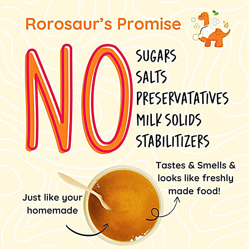 Rorosaur Muskmelon Mango Puree For Infants - 6+ Months, 3x100 g (Multipack) Ready to Eat Cereal & Porridge for Little One, Rich in Vitamins/Minerals/Proteins, No Added Sugar/Salt/Preservatives
