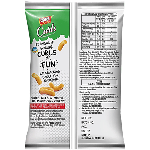 Crax Corn Curls Cheese Delight Puffs, 4x82 g (Multipack)