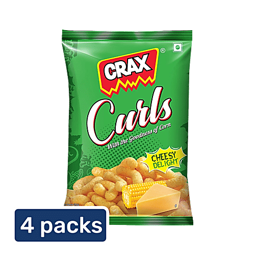 Crax Corn Curls Cheese Delight Puffs, 4x82 g (Multipack)