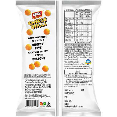 Crax Cheese Balls Puffs, 3x65 g (Multipack) Light & Crispy