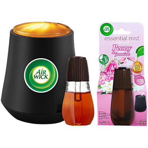Airwick Essential Mist Peony & Jasmine Blossom Diffuser Refill,20 ml+Diffuser Kit,20 ml, Combo (2 Items) 