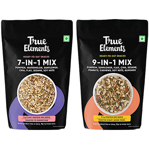 True Elements 7-In-1 Super Seeds & Nut Mix + 9-In-1 Seeds & Nuts Mix, Each 125 g, Combo (2 Items) 