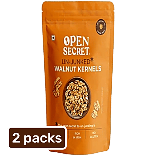 Open Secret Un-Junked Walnut Kernels, 2x200 g (Multipack) Rich in Iron, Protein Packed, No Gluten