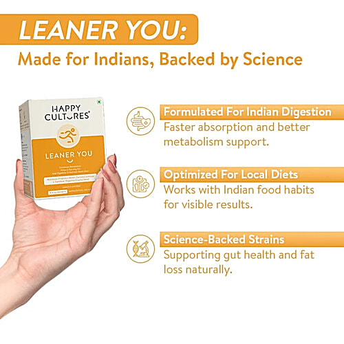 Happy Cultures Leaner You Lemon Flavoured Multistrain Probiotic Blend Nutraceutical For Adults, 2x30 g (Multipack)