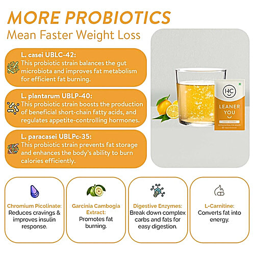 Happy Cultures Leaner You Lemon Flavoured Multistrain Probiotic Blend Nutraceutical For Adults, 2x30 g (Multipack)