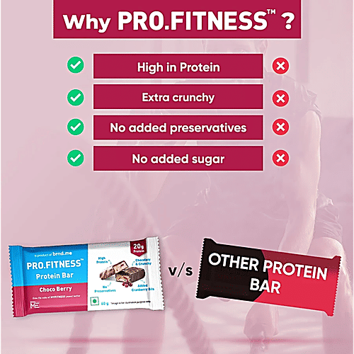 Pro.Fitness Choco Berry Protein Bar, 2x60 g (Multipack) High Protein, No Preservatives, Added Cranberry Bites, Crunchy