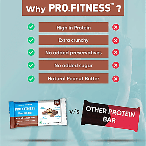 Pro.Fitness Choco Peanut Butter Protein Bar, 2x60 g (Multipack) High Protein, No Preservatives, Added Cranberry Bites, Crunchy