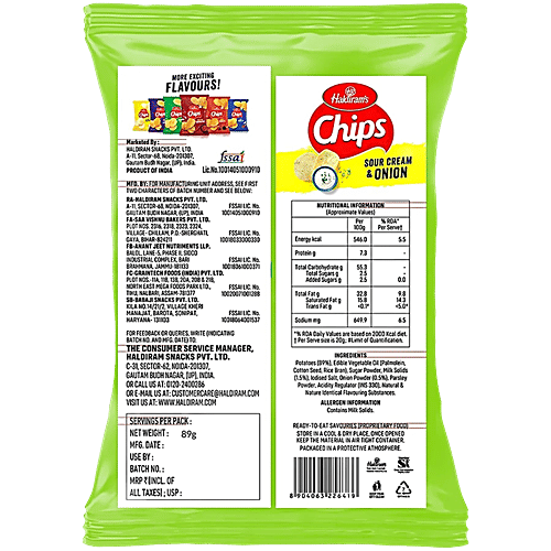Haldiram's Sour Cream & Onion Potato Chips, 2x89 g (Multipack)