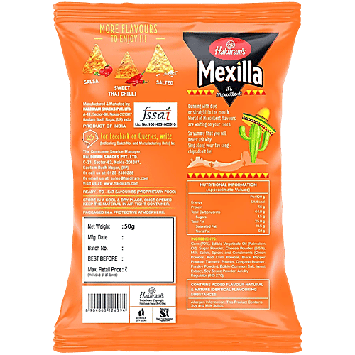 Haldiram's Mexilla Nacho Cheese Classic Tortilla Chips, 3x50 g (Multipack)