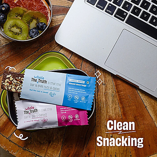The Whole Truth Almond Choco Fudge Energy Bar, 3x40 g (Multipack) 5 g Protein, No Added Sugar, Gluten Free, Vegan