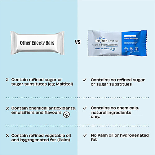 The Whole Truth Almond Choco Fudge Energy Bar, 3x40 g (Multipack) 5 g Protein, No Added Sugar, Gluten Free, Vegan