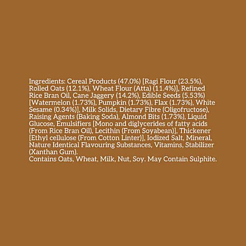 Right Shift Jaggery Ragi Cookies With Almond & Seeds - No Palm Oil, 0% Maida, 2x100 g (Multipack) Rich in Fibre, Source of Protein & Calcium, Source of 6 B Vitamins