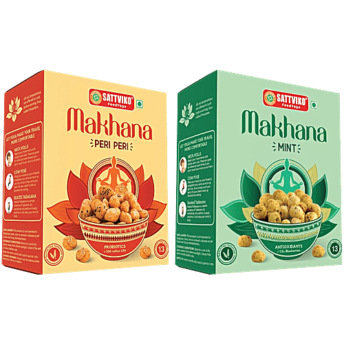 Sattviko Peri Peri Makhana & Mint Makhana, Each 40 g, Combo (2 Items)