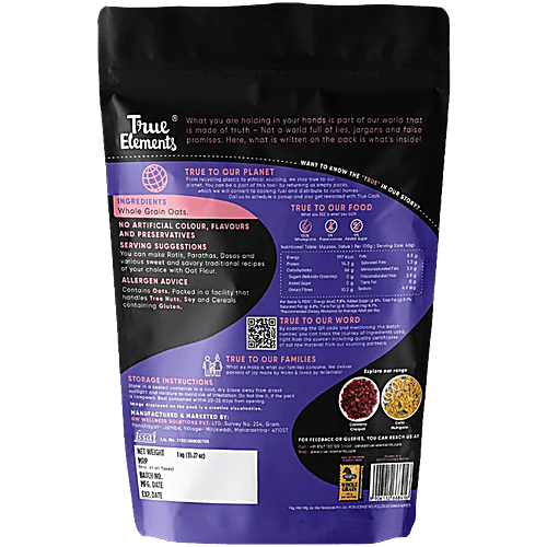 True Elements Oats Flour, 2x1 kg (Multipack)