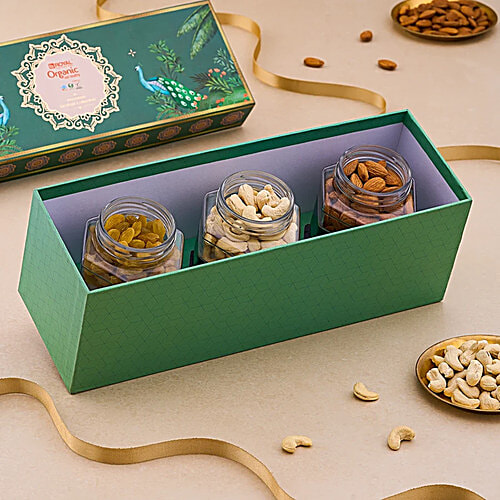 bb Royal Organic Premium Dry Fruit Collection - Almonds, Cashew, Raisins, 2x450 g (Multipack)