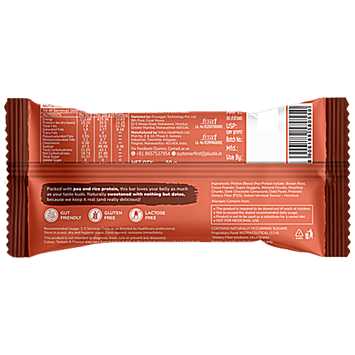 Upnourish by Pluckk Cocoa Hazelnut 15g Plant Protein Bar, 6x50 g (Multipack) Zero Added Sugar & Preservatives