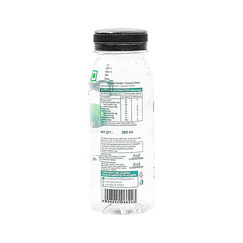 Pluckk Natural Tender Coconut Water, 3x200 ml (Multipack)