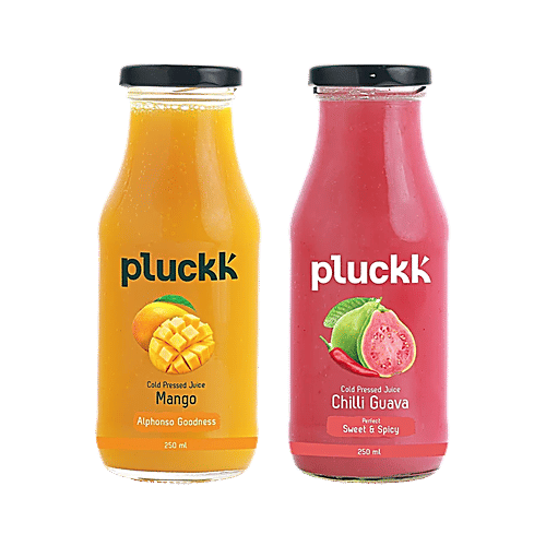 Pluckk Cold Pressed Mango Juice + Chilli Guava Juice, Each 250 ml, Combo (2 Items)
