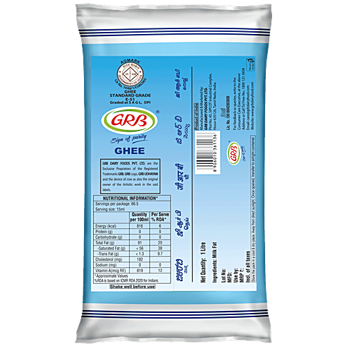 GRB Ghee, 1 L Pouch 