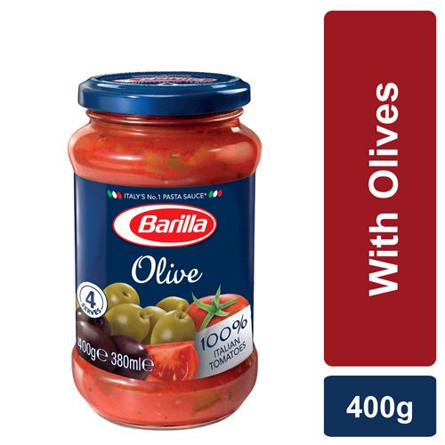 Barilla Olive Pasta & Pizza Sauce - With No Added Preservatives, Gluten Free, 400 g Jar No Added Preservatives, Gluten Free