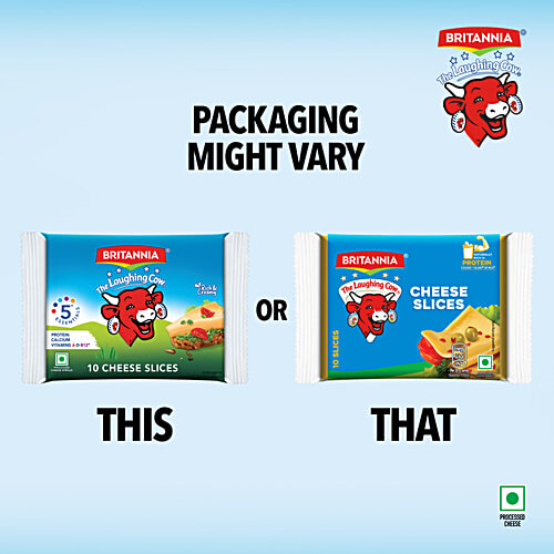 Britannia The Laughing Cow Cheese - Slice, 180 g (10 Slices x 18 g each) Rich in Calcium & Protein