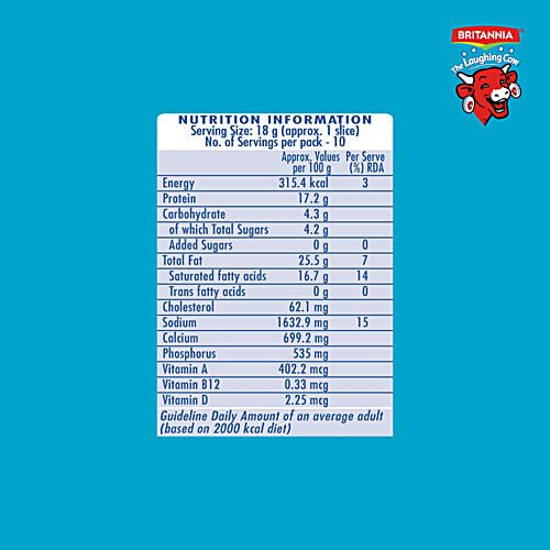 Britannia The Laughing Cow Cheese - Slice, 180 g (10 Slices x 18 g each) Rich in Calcium & Protein