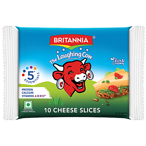 Britannia The Laughing Cow Cheese - Slice, 180 g (10 Slices x 18 g each) Rich in Calcium & Protein