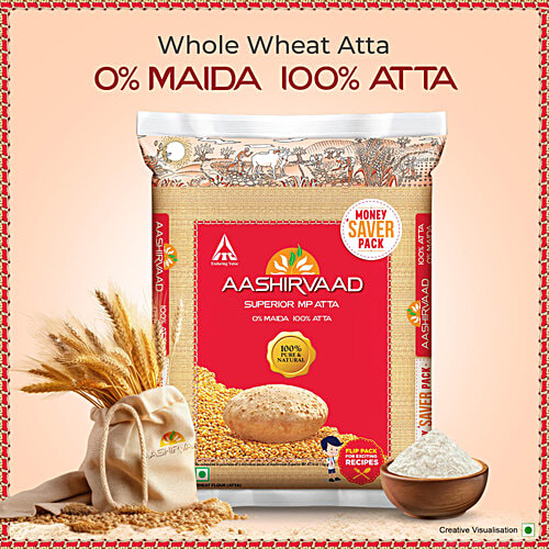 Aashirvaad Atta/Godihittu - Whole Wheat, 5 kg  No Maida, Atta