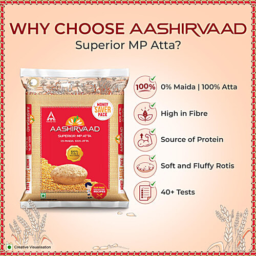 Aashirvaad Atta/Godihittu - Whole Wheat, 5 kg  No Maida, Atta