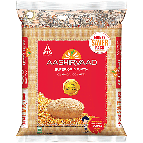 Aashirvaad Atta/Godihittu - Whole Wheat, 5 kg  No Maida, Atta
