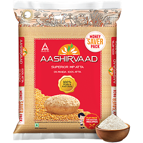 Aashirvaad Atta/Godihittu - Whole Wheat, 10 kg  No Maida, Atta