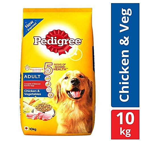 Pedigree Dry Dog Food - Chicken & Vegetables, For Adult Dogs, 10 kg  