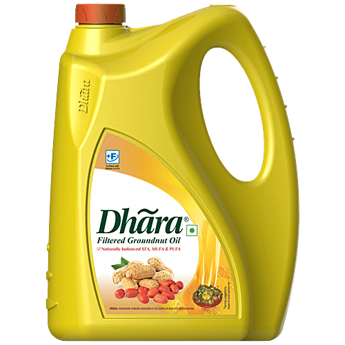Dhara Filtered Groundnut Oil, 5 L 0% Trans Fat