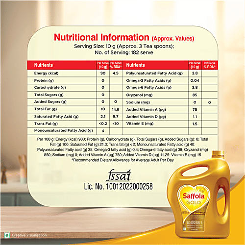 Saffola Gold Edible Oil, 1.82 kg Jar 