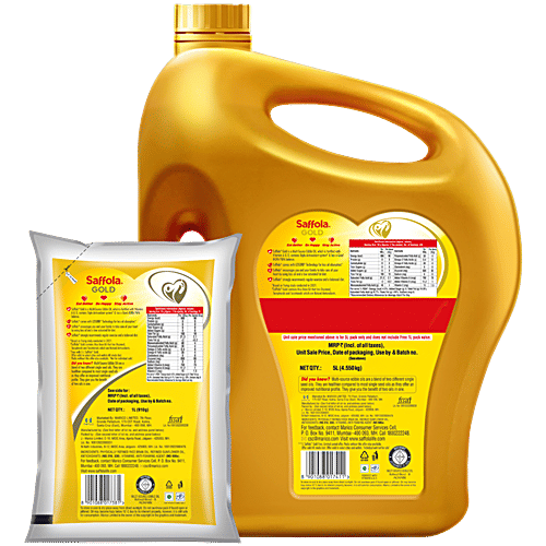 Saffola Gold Edible Oil, 5 L (Get 1 L Pouch Free) 