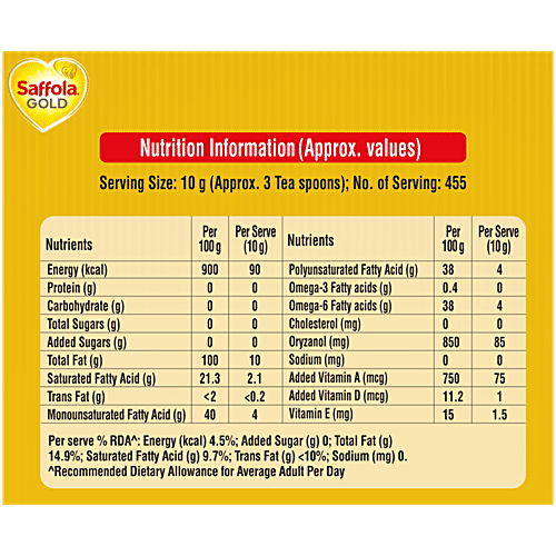 Saffola Gold Edible Oil, 5 L (Get 1 L Pouch Free) 