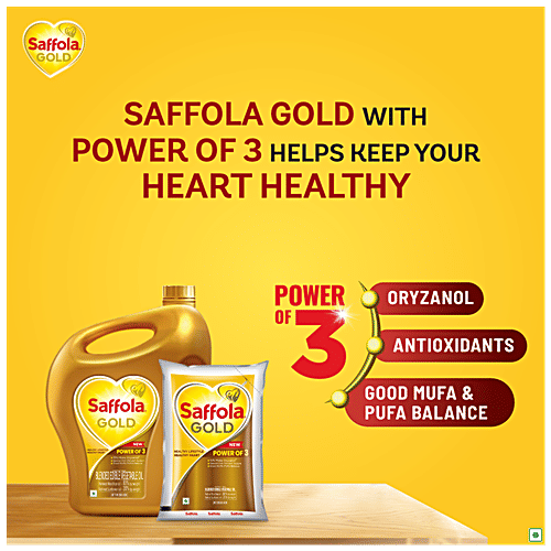 Saffola Gold Refined Cooking oil Blended Rice Bran & Sunflower oil Helps Keeps Heart Healthy