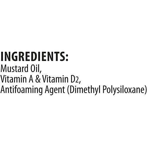 Dhara  Kachi Ghani Mustard Oil, 1 L  Fortified with Vitamin A & D2, 0% Trans Fat