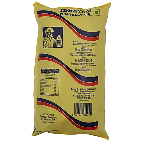 Idhayam Gingelly Oil, 1 L Pouch Zero Trans Fat & Cholesterol