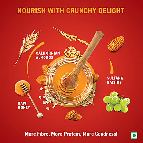 Bagrry's Crunchy Muesli - Almonds, Raisins, Honey, Oats, 425 g Pouch High Fibre