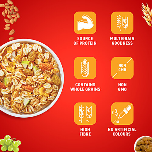 Bagrry's Crunchy Muesli - Almonds, Raisins, Honey, Oats, 425 g Pouch High Fibre