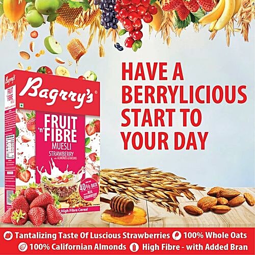 Buy Bagrrys Fruit N Fibre Muesli Strawberry 500 Gm Carton Online At