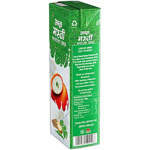 Amul Spiced Buttermilk, 200 ml Tetra Pak No Preservatives Added