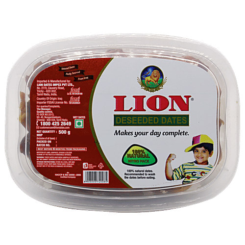 Lion Dates/Khajoor - Deseeded, 500 g Cup 