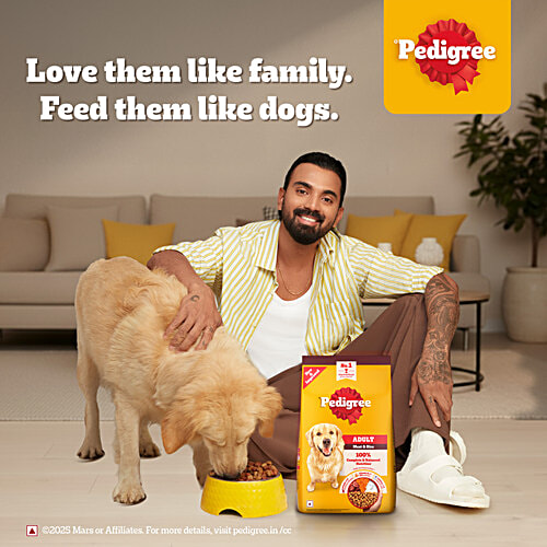 Pedigree Adult Dry Dog Food, Meat & Rice, 3 kg, 3 kg, 100% Complete & Balanced Food for Adult Dogs, 3 kg Healthy Muscles & Bones, Healthy Digestive System, Shinier Coat, High Quality Protein & Calcium