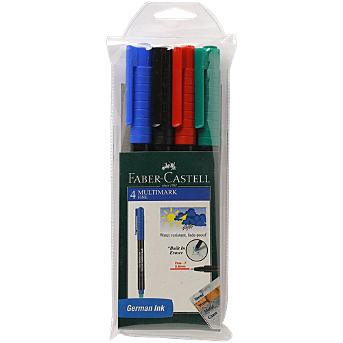 Faber castell Multi Marker Fine Tip With Eraser- Water Resistant, Fade Proof, German Ink, 1 pc (Set Of 4) Water resistant
Fade proof
German Ink
