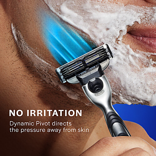 Gillette Mach 3 Razor/Refill - With Comfort Gel Bar, Micro Fin & Indicator Lubrication Strip, 4 pcs 3 High Definition Blades, More Lubricants