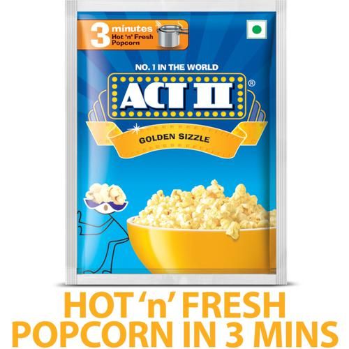 ACT II Instant Popcorn - Golden Sizzle, Hot, Fresh & Delicious, 30 g (Get 10 g Extra) 
