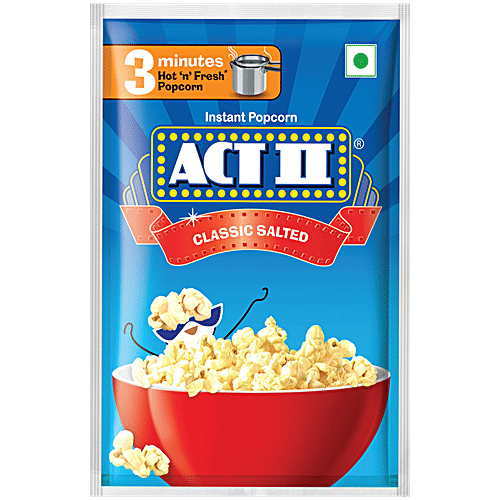 ACT II Classic Salted Instant Popcorn, 40 g Hot & Fresh# in 3 mins